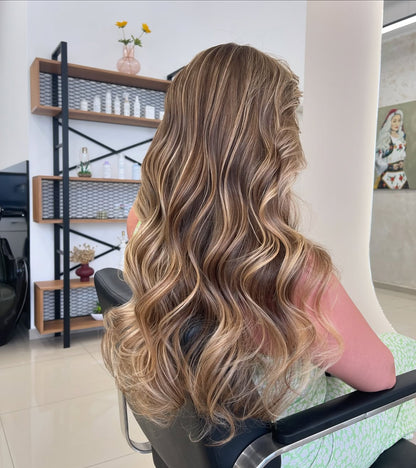 5X5 HD Lace Front Wig T6/18 Rooted Milk Tea Ash Brown Balayage color 180% Density 18inch-32inch