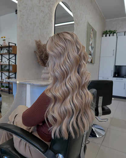4X4 HD Lace Front Wig Light Milk Tea Blonde Balayage color 180% Density 18inch-32inch