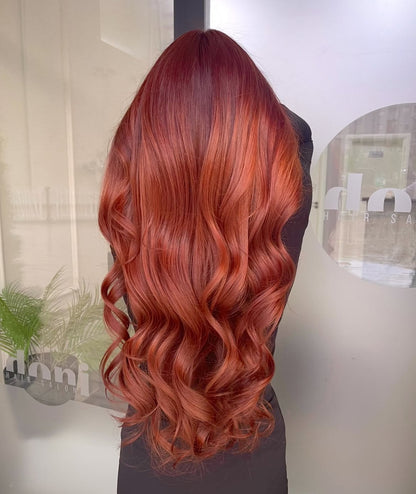 5X5 HD Lace Front Wig #Red Solid Bright Red Body Wave color 180% Density 18inch-32inch