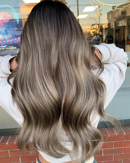 4X4 HD Lace Front Wig Dark Root Milk Tea Brown Balayage color 180% Density 18inch-32inch
