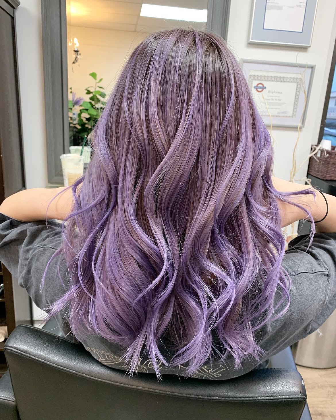 4X4 HD Lace Front Wig Dark Root Lavender Purple Balayage color 180% Density 18inch-32inch