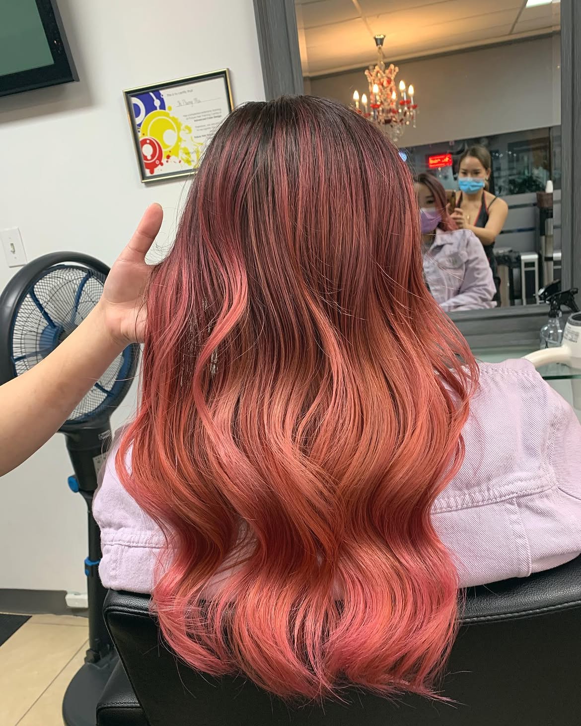 4X4 HD Lace Front Wig Dark Root Pink Orange Ombre Balayage color 180% Density 18inch-32inch