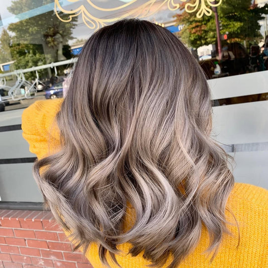 4X4 HD Lace Front Wig Dark Root Ash Balayage color 180% Density 18inch-32inch