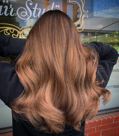 4X4 HD Lace Front Wig Copper Brown Balayage color 180% Density 18inch-32inch